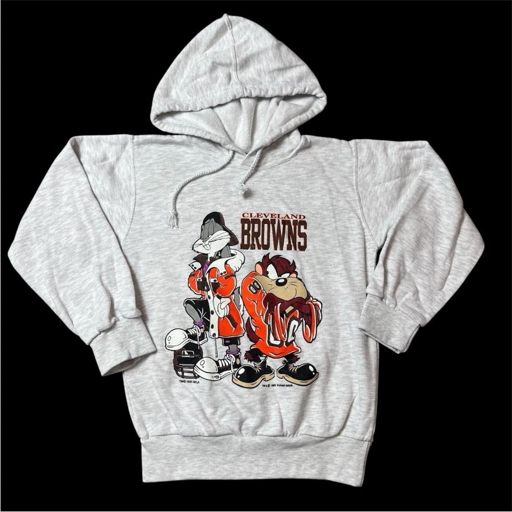 Vintage 1993 Warner Bros Looney Tunes Cleveland Browns Kids Hoodie